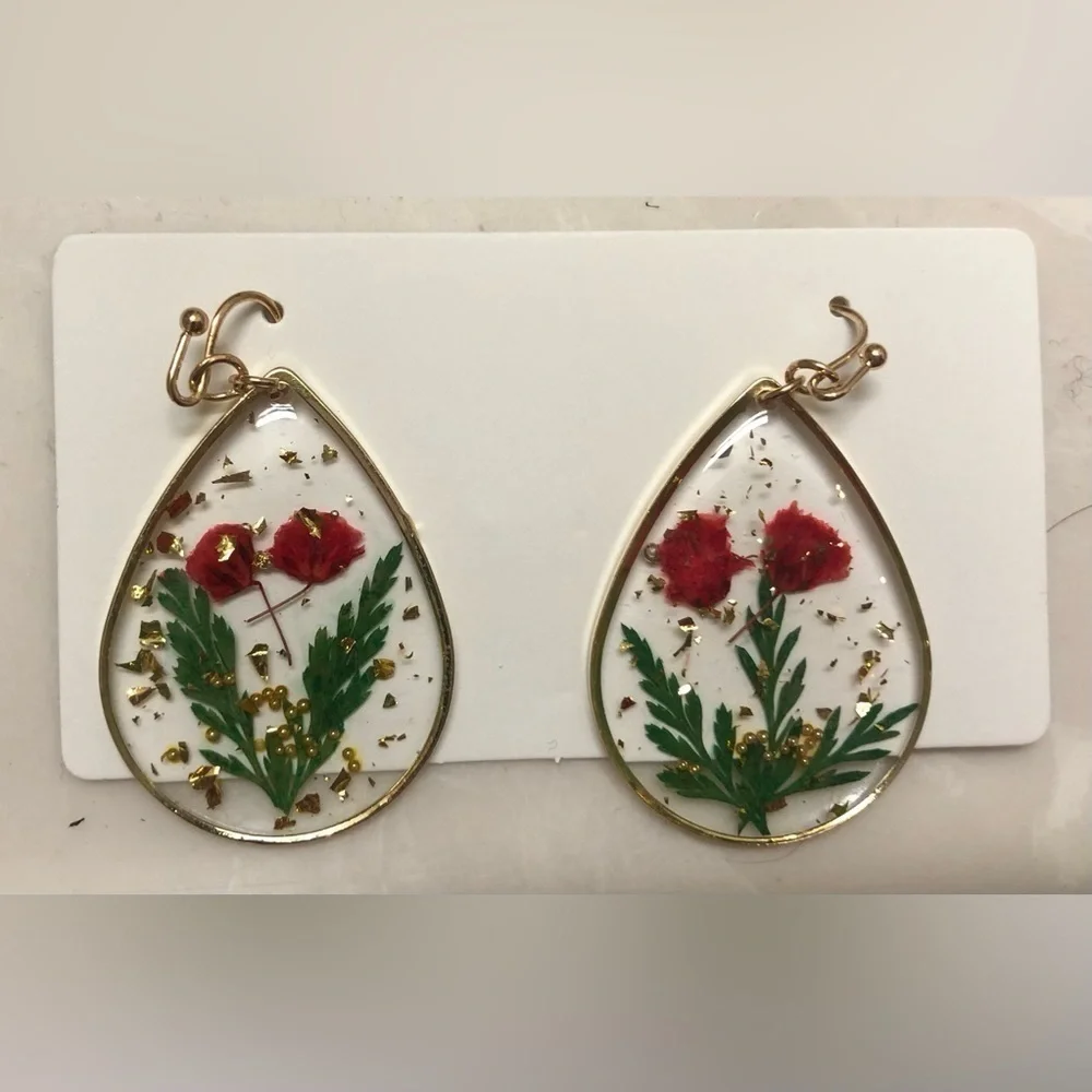 Red Floral Earrings